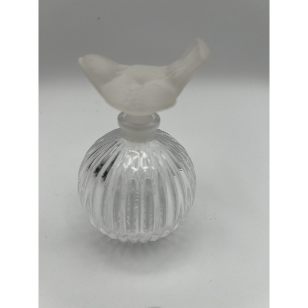 Vintage Sasaki Crystal Perfume‎ Bottle with Frosted Glass Bird Stopper